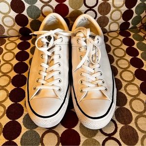 Converse Sneakers, White Leather, Men’s Size 13